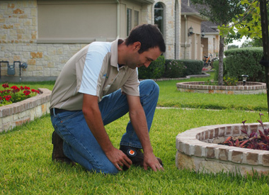 Jack, one of our Fresno sprinkler repair pros is installing a new sprinkler head