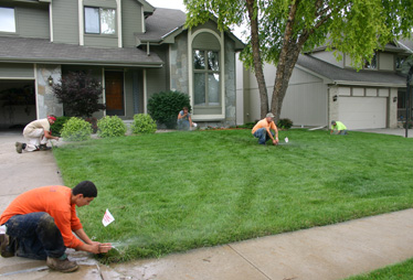 our Fresno irrigation repair team is installing a new system in Fresno, CA