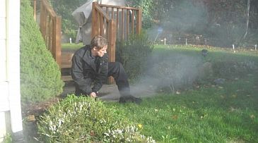 Tom is doing a sprinkler blow out in Fresno, CA